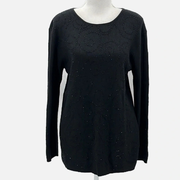 Jaclyn Smith Vintage Silk Angora Beaded Sweater in Black - Size Medium - Picture 1 of 5